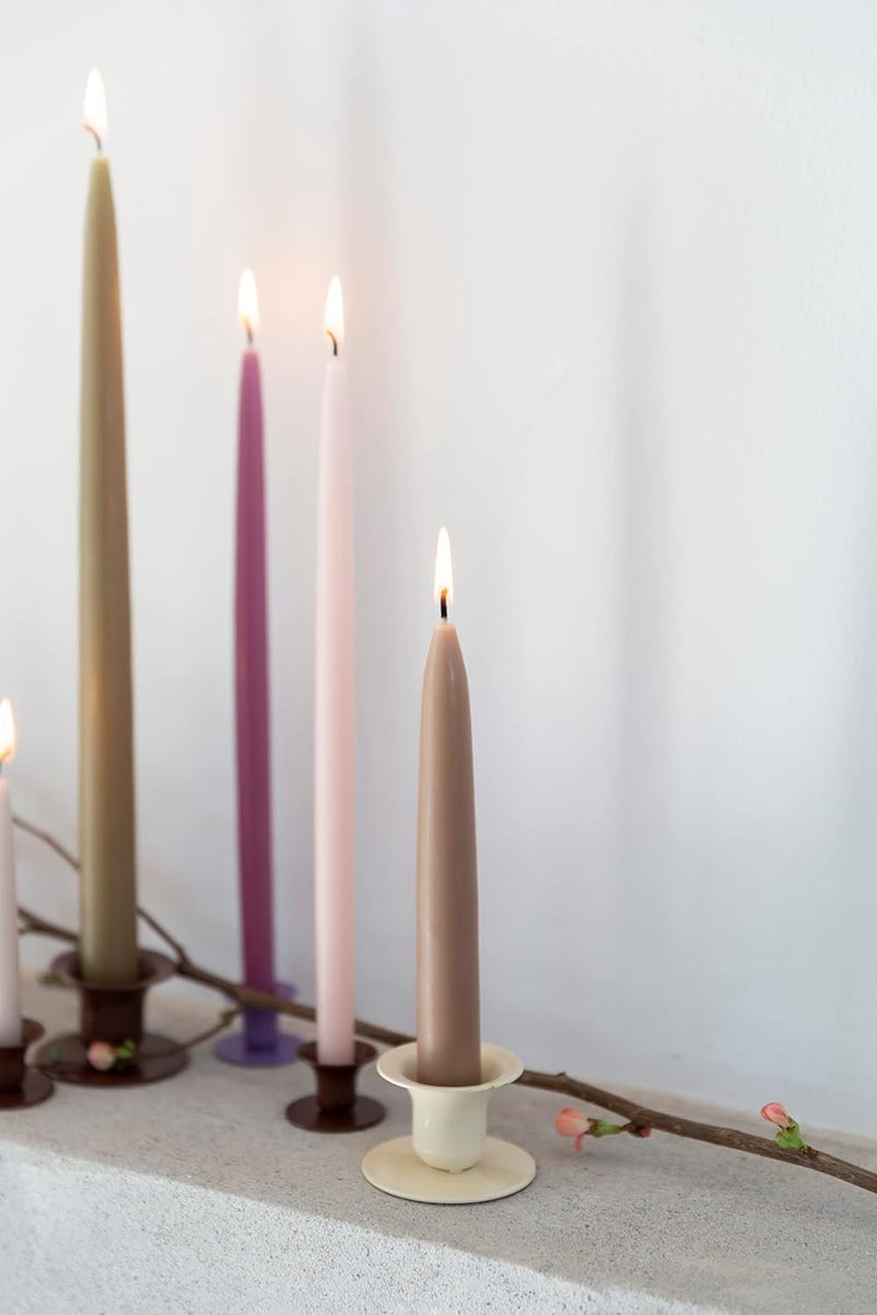 Kunstindustrien ® Taper Candles – Set of 4, 13.8" – Made in Denmark, Long Burning Candles 15h, Unscented & Smokeless Candlesticks, Elegant Tall Candles for Weddings Dinners & Home Decor (Light Heather) - Image 5